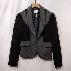 Laundry by Shelli Segal Patchwork Blazer Women 2 Black Gray Office Career Preppy